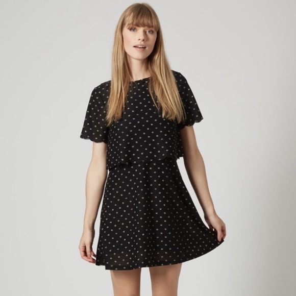 Topshop Daisy Print Scallop Overlay Dress - Picture 2 of 7